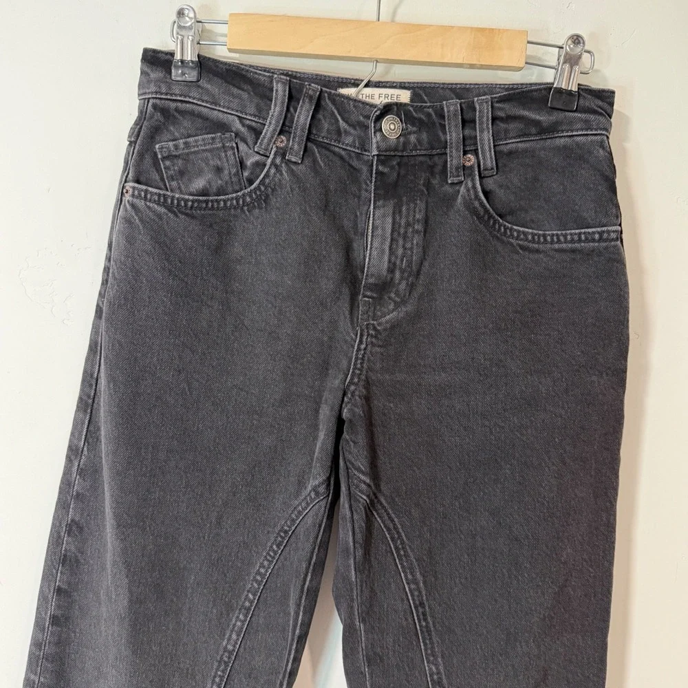 We The Free Risk Taker Jeans 26 Black Seamed Raw Hem Straight Leg OB1098595